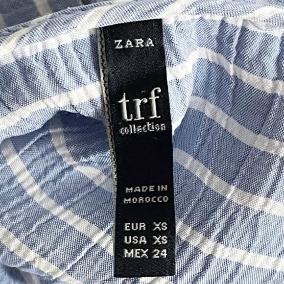 ZARA MIDI V NECK SHIRT DRESS STRIPED BLUE WHITE 7784/072 XSMALL - Picture 11 of 12